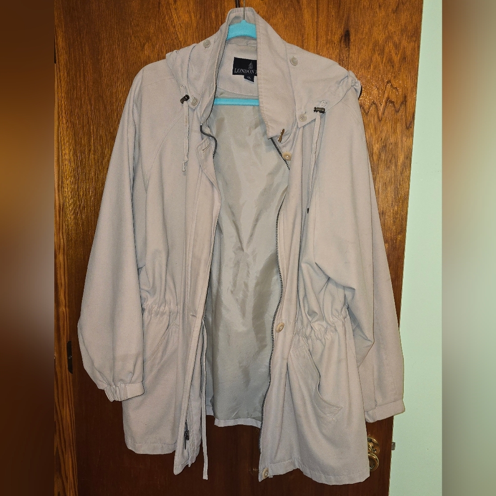 London Fog Light Beige Hooded Jacket